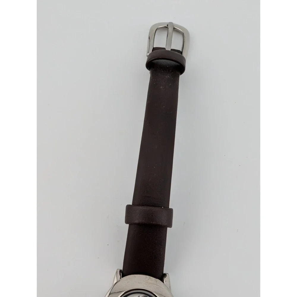 Avon Watch Women 21mm Silver Case Brown Leather Band- New‎ Battery